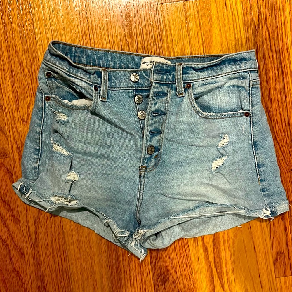 Abercrombie & Fitch Denim High Waisted Shorts with buttons